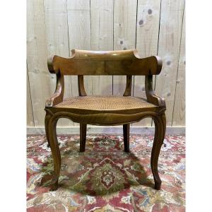 Louis Philippe Office Chair In Walnut And Caning