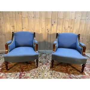 Pair Of Armchairs - Bergère Style, Napoleon III Period