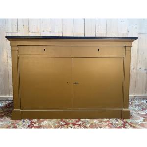 Louis Philippe Style Sideboard In Painted Wood And Black Marble