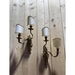 Pair Of Louis XV Style - Rococo Bronze Wall Sconces
