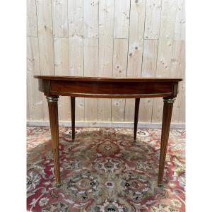 Round Louis XVI Style Dining Table With Leather Top 