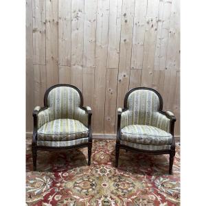 Pair Of Louis XVI Style Bergère Armchairs 