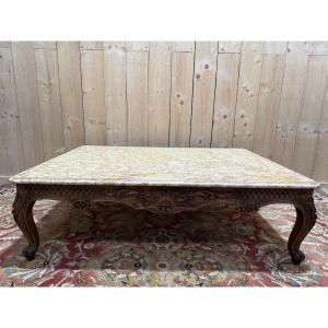 Louis XV Style Coffee Table With Marble 