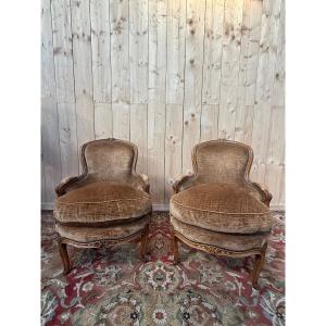 Pair Of Louis XV Style Bergère Armchairs