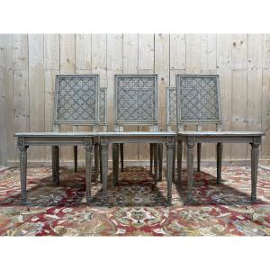 Suite Of 6 Louis XVI Style Painted Cane Chairs