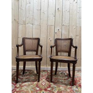 Pair Of Louis XVI Style Caned Armchairs