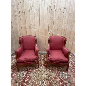 Pair Of English-style Armchairs - Bergères