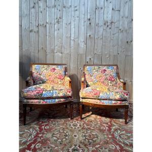 Pair Of Louis XVI Style Armchairs - Bergères