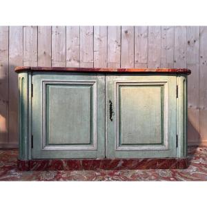 Louis XIV Plinth Sideboard In Wood And Faux Marble
