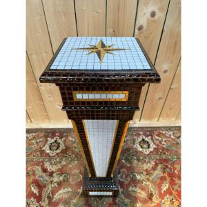 Column - Selette Gaine De Présentation d'époque Art Nouveau En Faïence