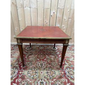 Louis XVI Style Square Table With Leather Top