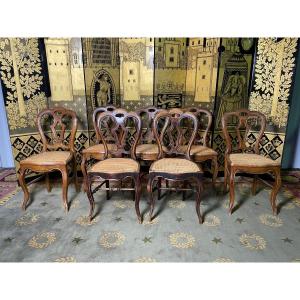 7 Louis Philippe Cane Chairs