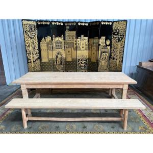 Beech Farm Table And Its Benches