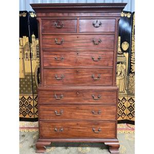Tallboy Commode In English Mahogany 19th