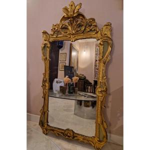 Provencal Mirror In Gilded And Painted Wood From The Louis XV Period 