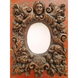 Carved Walnut (?) Frame, Folk Art Circa 1900