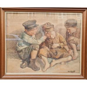 "the First Cigarette" Pastel By Maxime Clément Known As "max Clément"