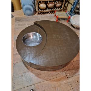 Rotating Circular Coffee Table Attributed To Willy Rizzo