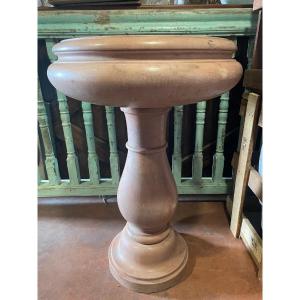 Holy Water Font On A Baluster Base In Pink Marble, Circa 1980