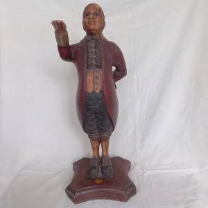 Figure De Serviteur Polychrome En Bois