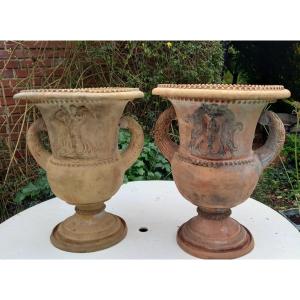 Pair Of Terracotta Vases, First Third Of The 19th Century