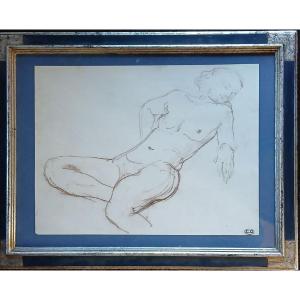 Brown Pencil Drawing "female Nude" Charles Despiau