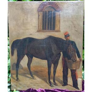 Horse In The Stable Oil On Canvas