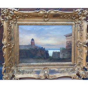 View Of Genoa, Oil On Canvas Signed Joinville