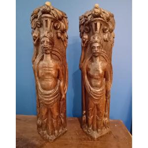 17th Century Wooden Atlantean Sculptures 