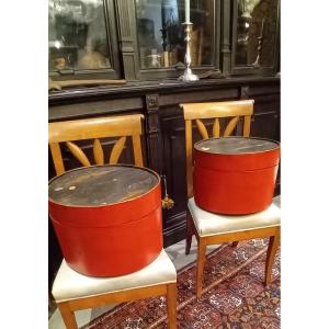 Chinese Cinnabar Lacquer "hat" Boxes 