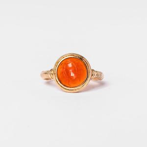 Scarab Ring In Yellow Gold And Carnelian