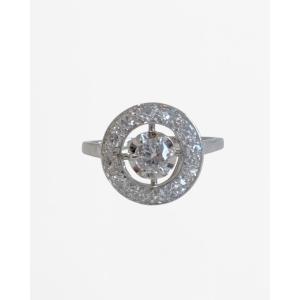 Art Deco Ring In Platinum And Diamonds