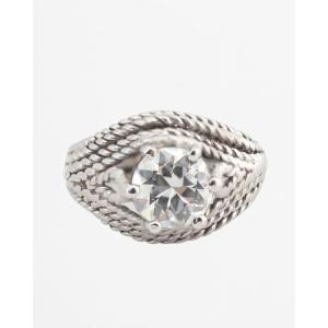 Dome Ring In White Gold And Diamond
