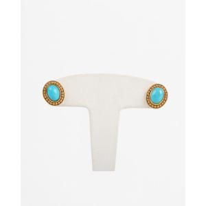 Yellow Gold And Turquoise Earrings 