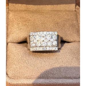 White Gold And Diamond Signet Ring 