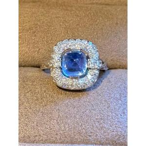 Platinum, Sapphire And Diamond Ring