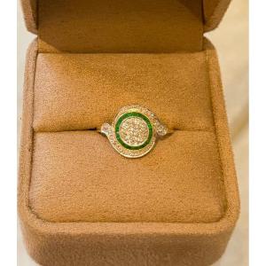Cible Tourbillon Ring In Yellow Gold, Emeralds And Diamonds