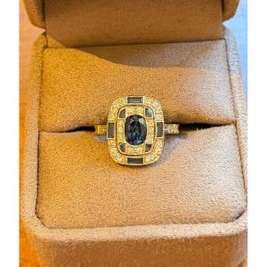 Yellow Gold, Sapphire And Diamond Ring