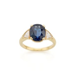 Yellow Gold Sapphire And Diamond Ring