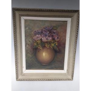 Floral Composition By Lucie Bousquet-baraton - 20th Century.