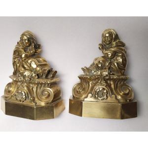 Bronzes - Andirons - Children - XVIII