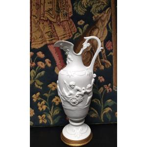  Biscuit - Jug-shaped Drinking Jug With A Bacchus Theme - 20th Century.