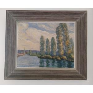Painting Of Brittany-canal From Nantes To Brest Located In Montertelot – Edmond Delphaut.