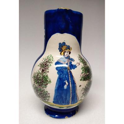 Brussels Pitcher - Blue Faience - XIXth.