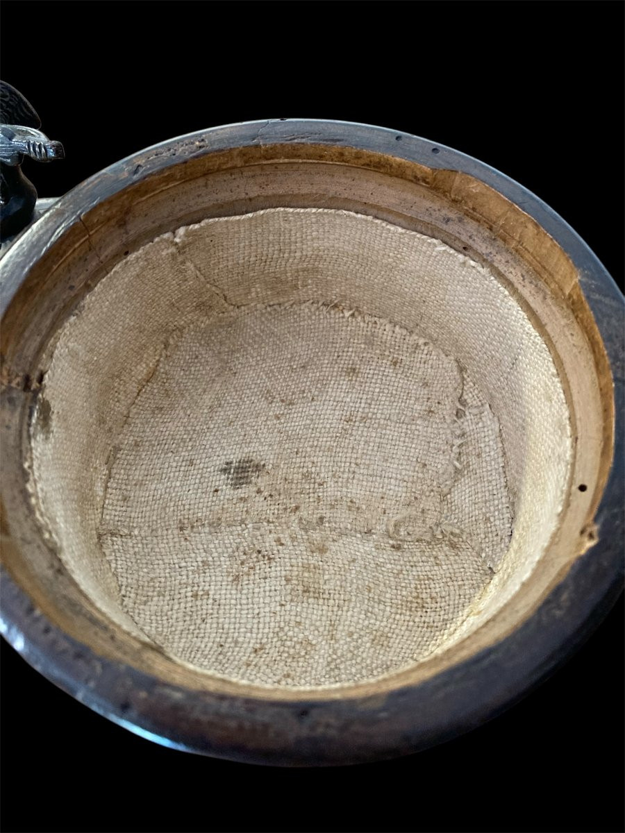XVI secolo - Venezia - Pisside in Legno tornito, inciso e dorato con Putto che suona la lira-photo-6