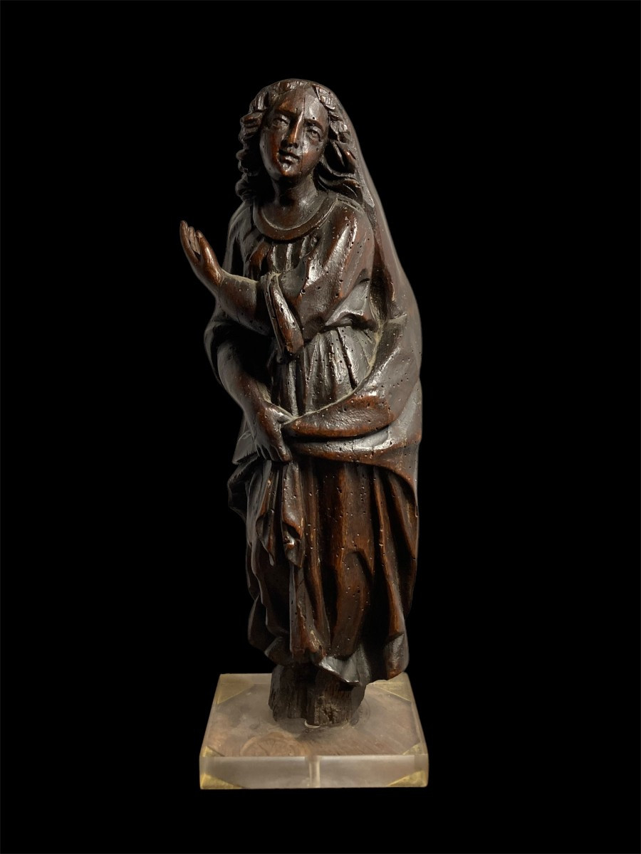Inizi XVI secolo - Legno scolpito - Scultura fiamminga raffigurante La Maddalena