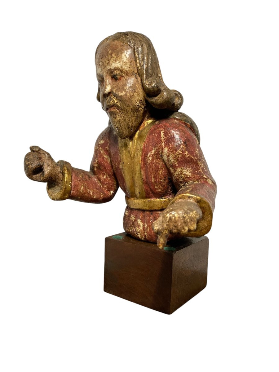 Inizio XVI secolo - Germania - Busto di Cristo Giudice in legno policromo-photo-3