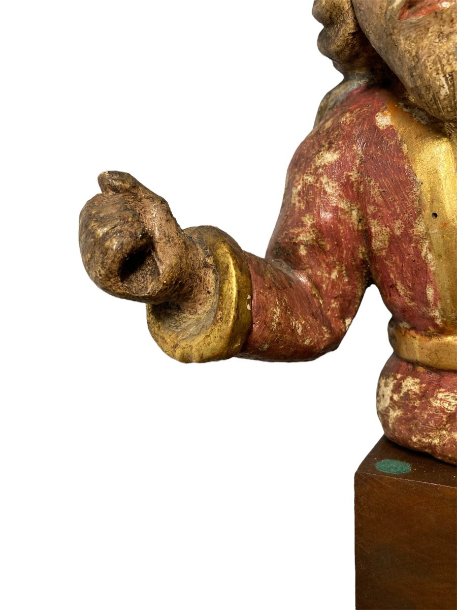 Inizio XVI secolo - Germania - Busto di Cristo Giudice in legno policromo-photo-2