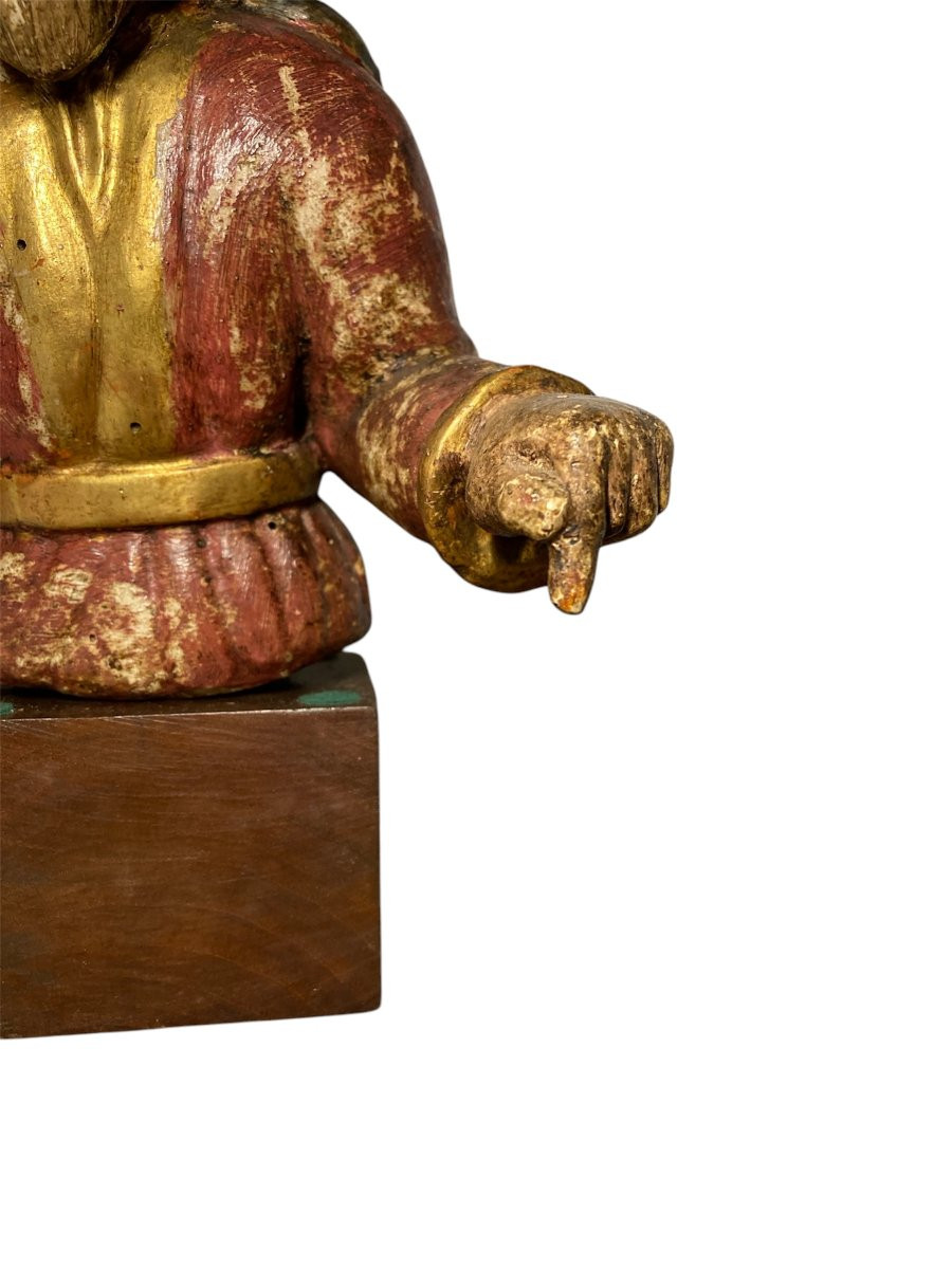 Inizio XVI secolo - Germania - Busto di Cristo Giudice in legno policromo-photo-3