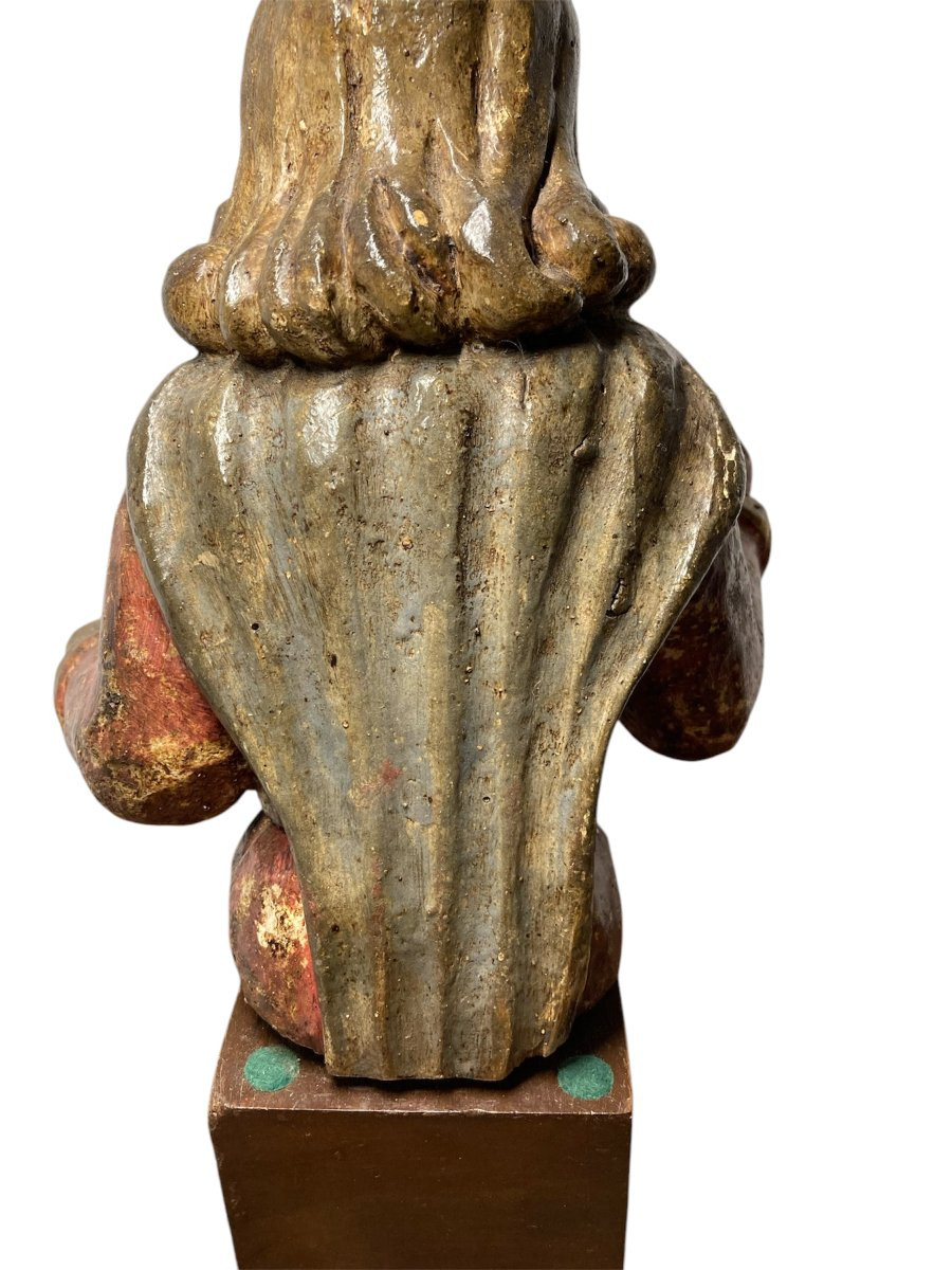 Inizio XVI secolo - Germania - Busto di Cristo Giudice in legno policromo-photo-6